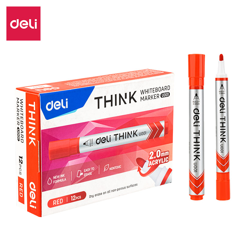 Deli Stationery-     Dry Erase Marker Bullet 2.0mm Red (SKU: EU00140)