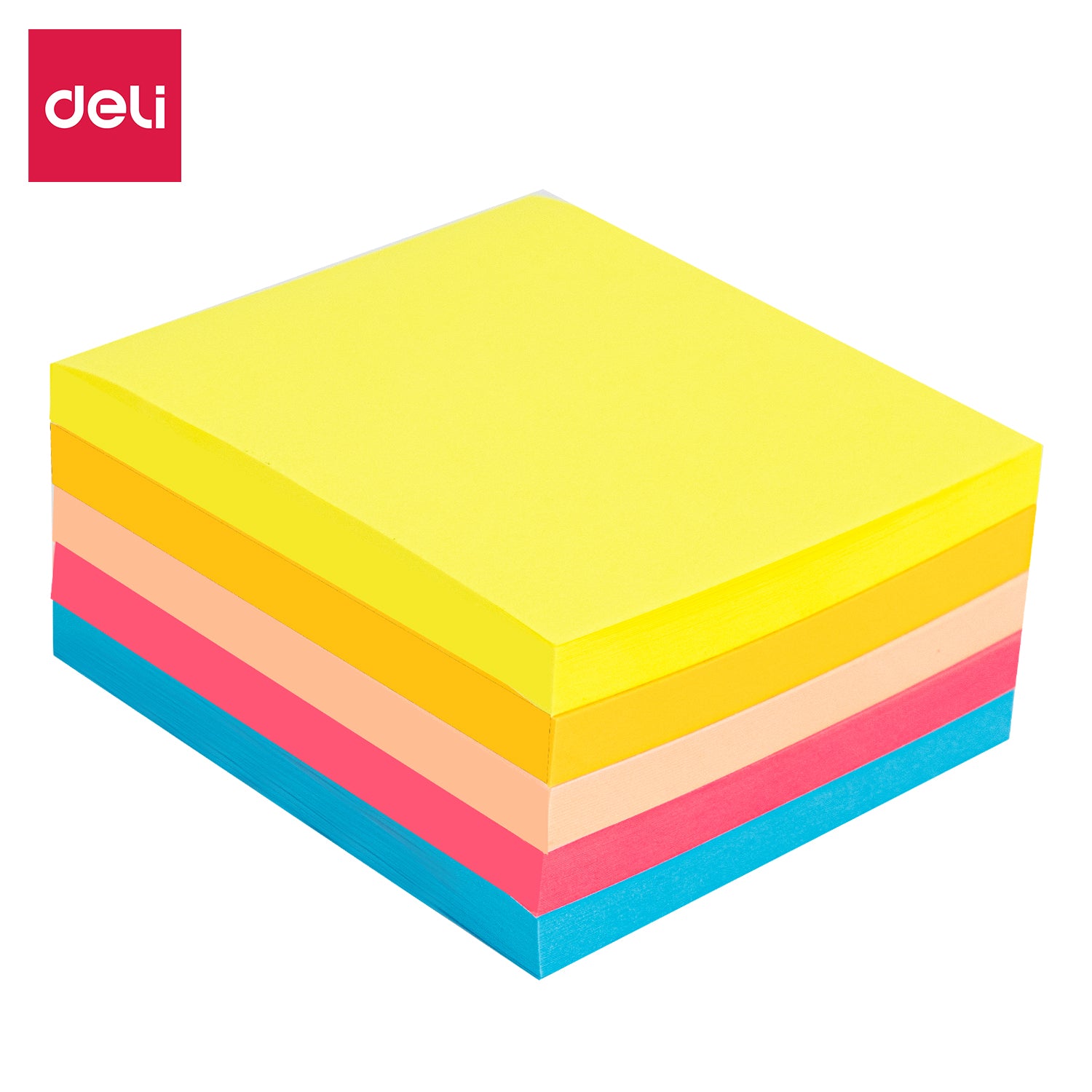 Deli Stationery-   Sticky Notes #76x76(mm),3*3IN,5*80sheets #PINK, ROSE, ORANGE, YELLOW, BLUE,ASST. (SKU: eA044)
