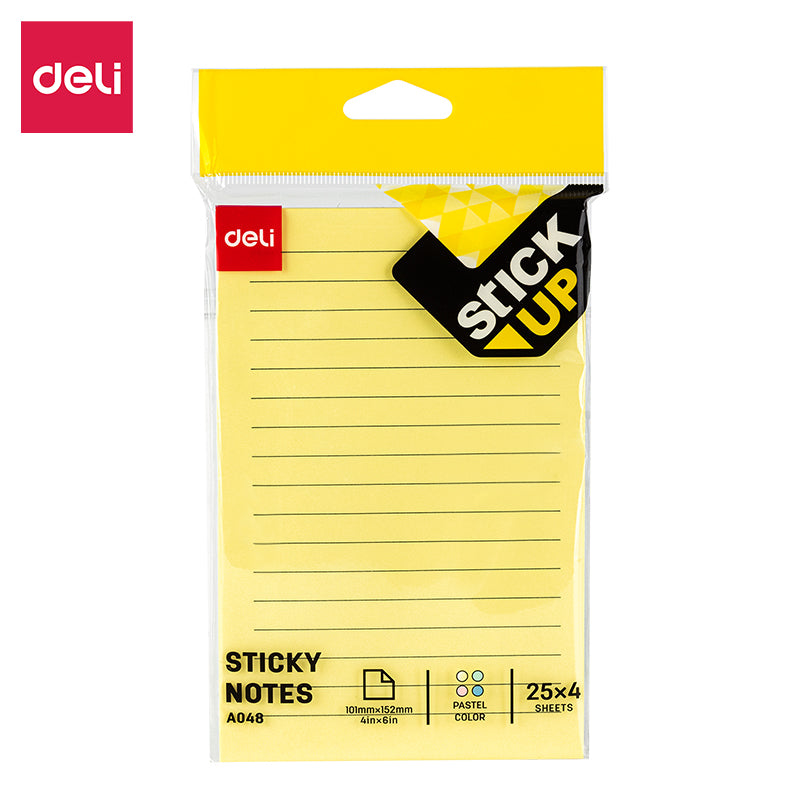 Deli Stationery-     Sticky Note 101x152(mm),4*6IN,4*25sheets (SKU: eA048)