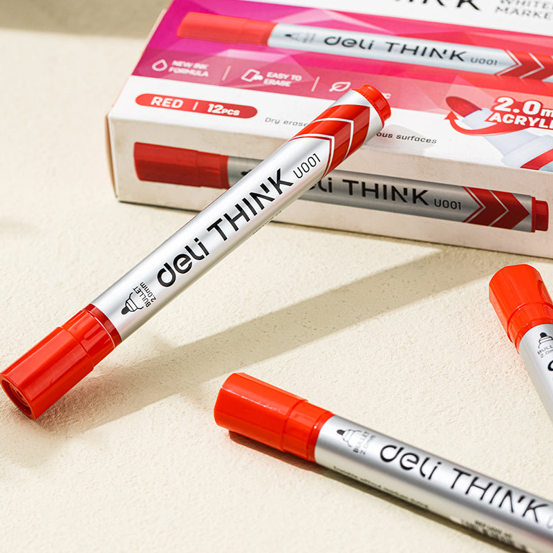 Deli Stationery-     Dry Erase Marker Bullet 2.0mm Red (SKU: EU00140)