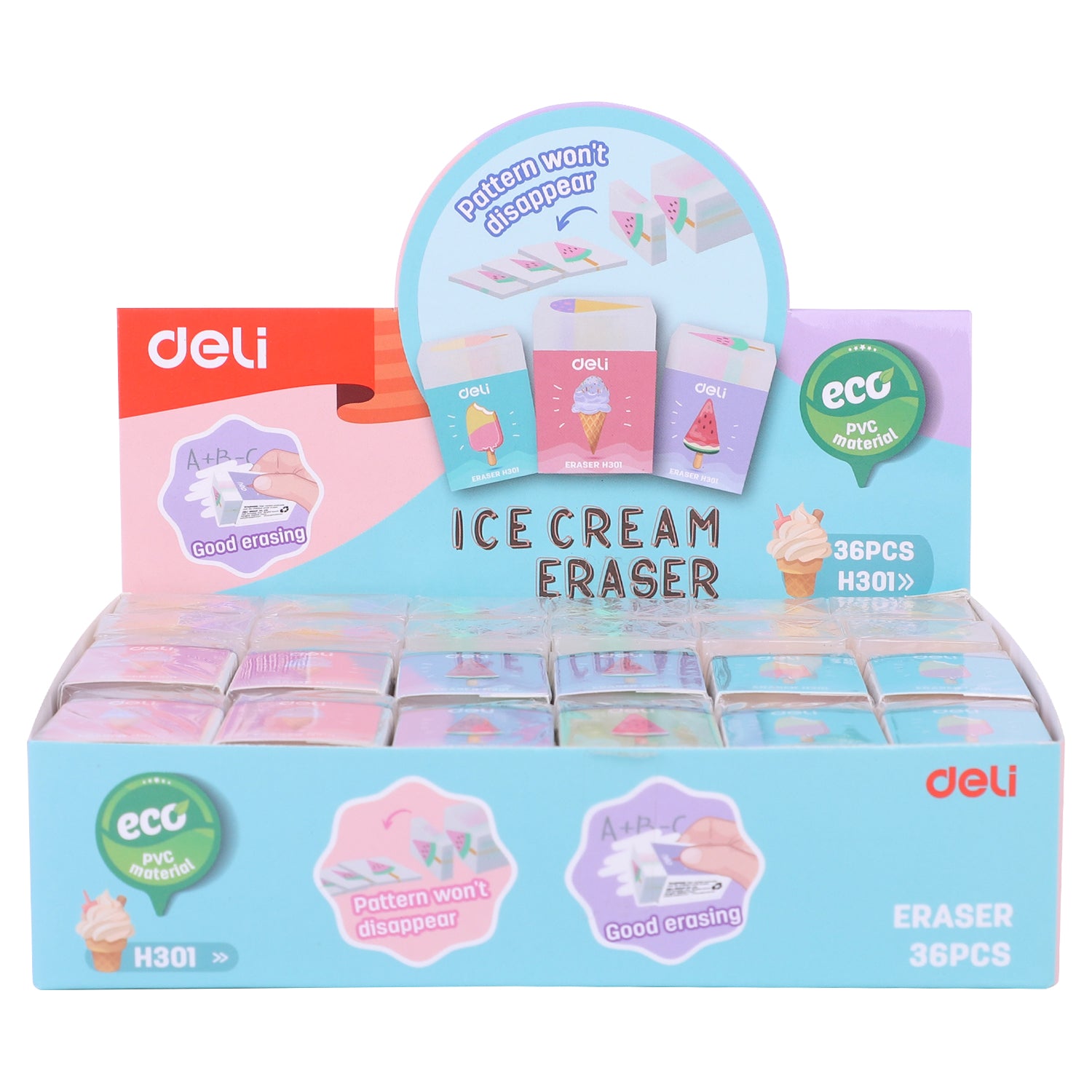 Deli Stationery-      Eraser (asst) (SKU: EH301)