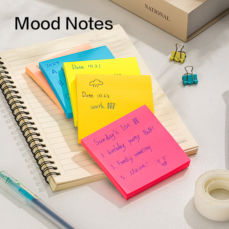 Deli Stationery-   Sticky Notes #76x76(mm),3*3IN,5*80sheets #PINK, ROSE, ORANGE, YELLOW, BLUE,ASST. (SKU: eA044)