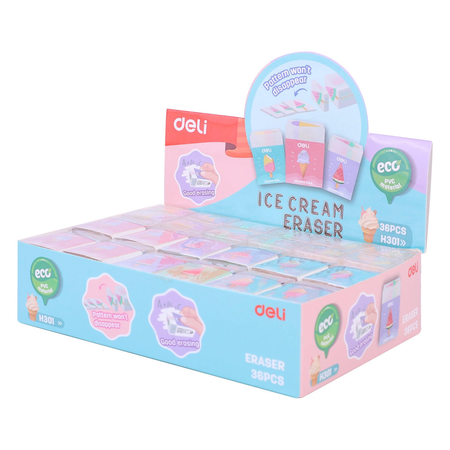 Deli Stationery-      Eraser (asst) (SKU: EH301)