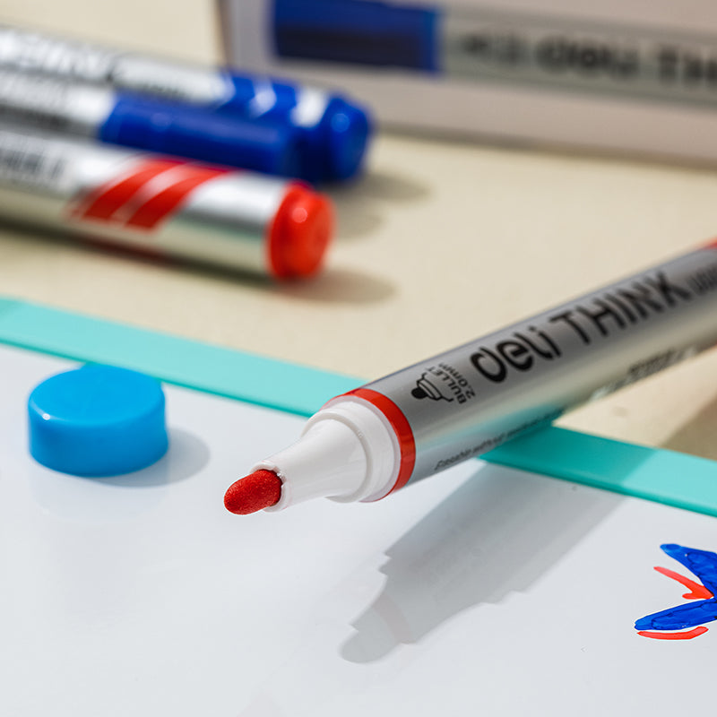 Deli Stationery-     Dry Erase Marker Bullet 2.0mm Red (SKU: EU00140)