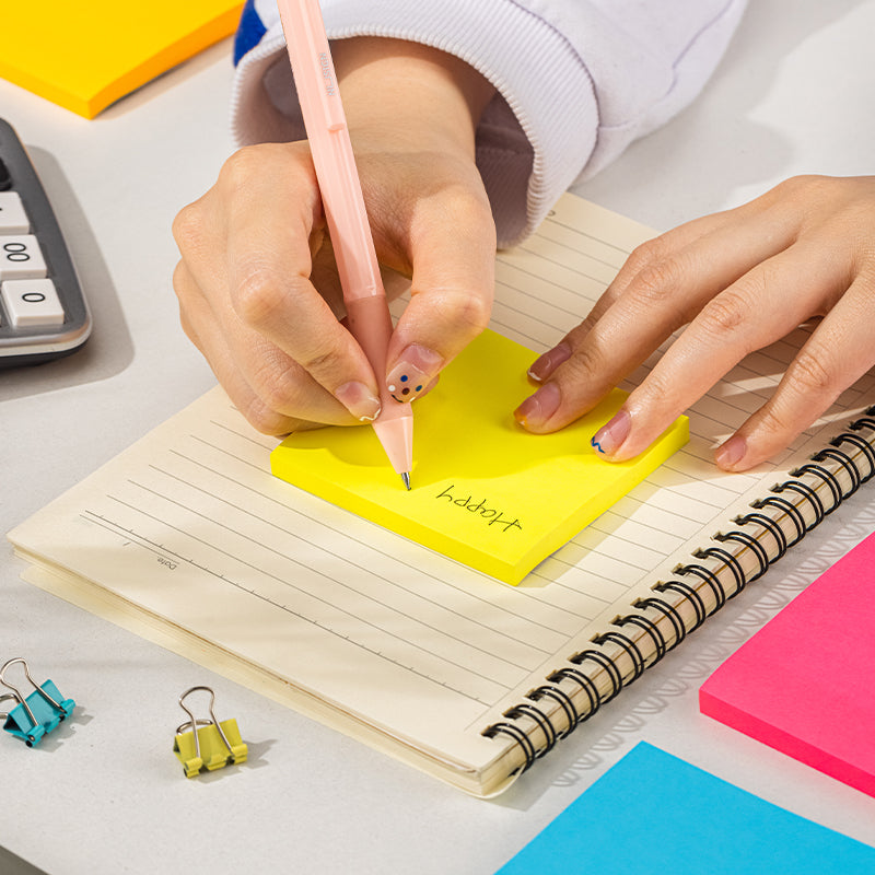 Deli Stationery-   Sticky Notes #76x76(mm),3*3IN,5*80sheets #PINK, ROSE, ORANGE, YELLOW, BLUE,ASST. (SKU: eA044)