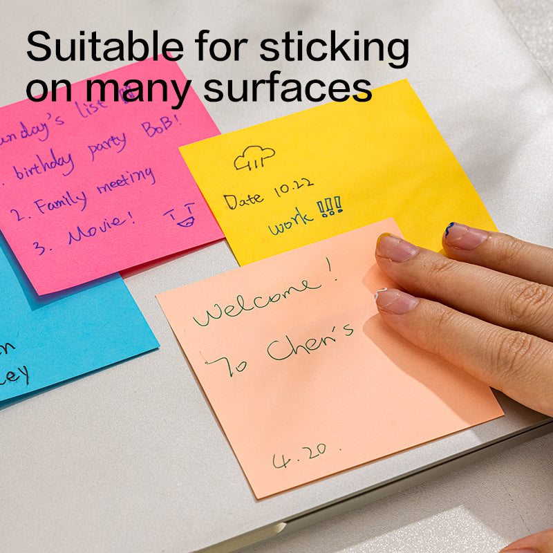 Deli Stationery-   Sticky Notes #76x76(mm),3*3IN,5*80sheets #PINK, ROSE, ORANGE, YELLOW, BLUE,ASST. (SKU: eA044)
