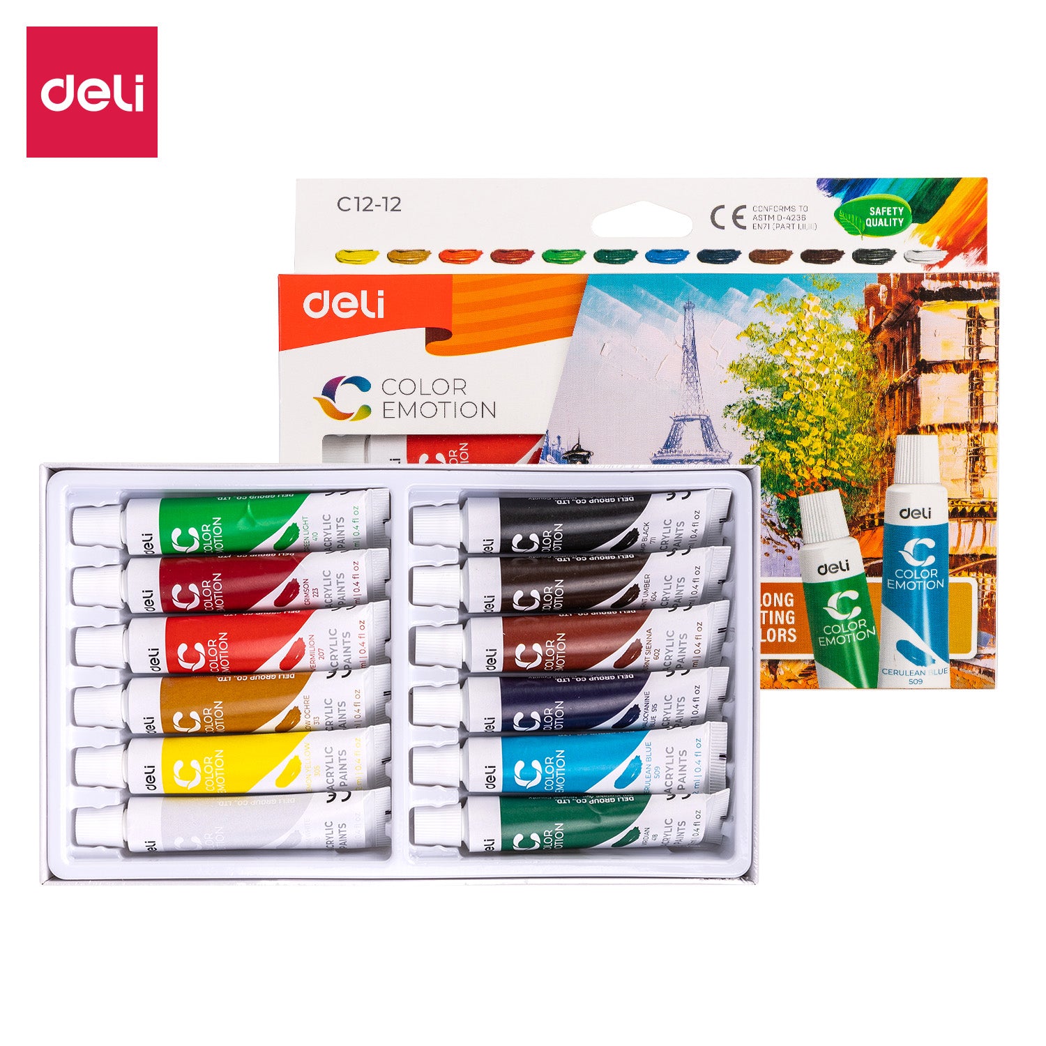 Deli Stationery - Acrylic Colors 12   (SKU: EC12-12)