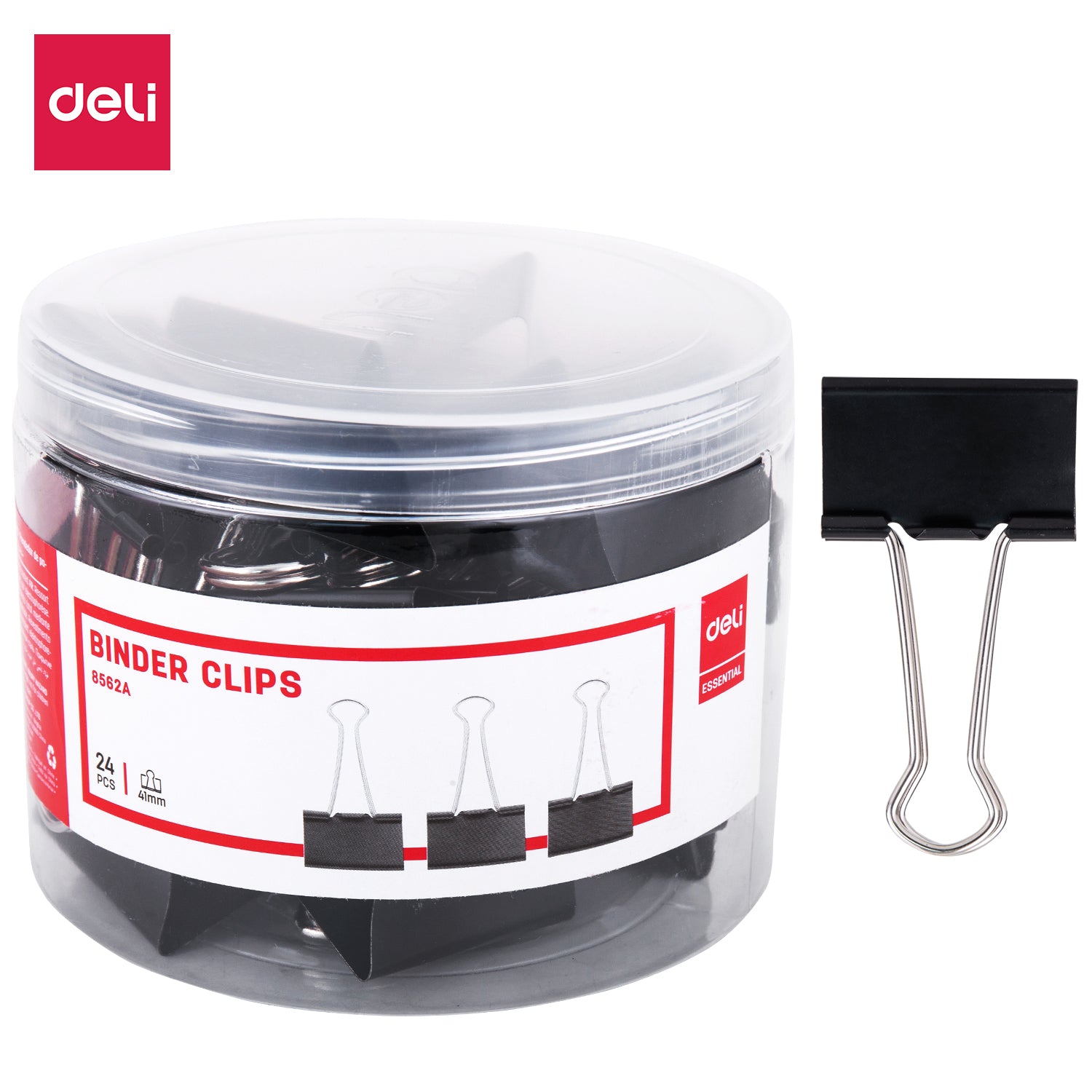 Deli Stationery-      Binder Clip 15Mm(Black)(Tube) (SKU: E8566A)
