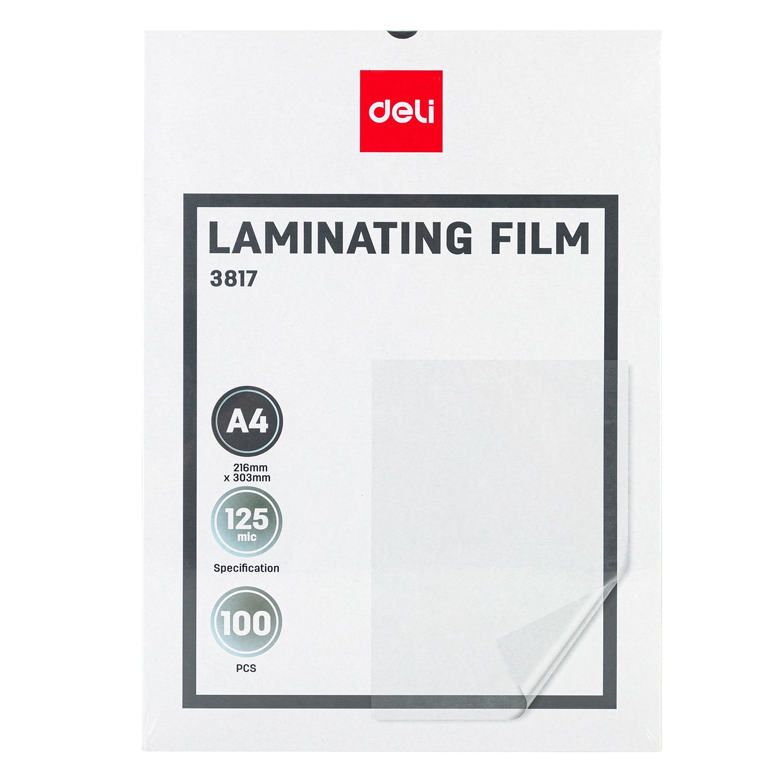Deli Stationery-    A4 Laminating Pouches 125MIC (SKU: E3817)