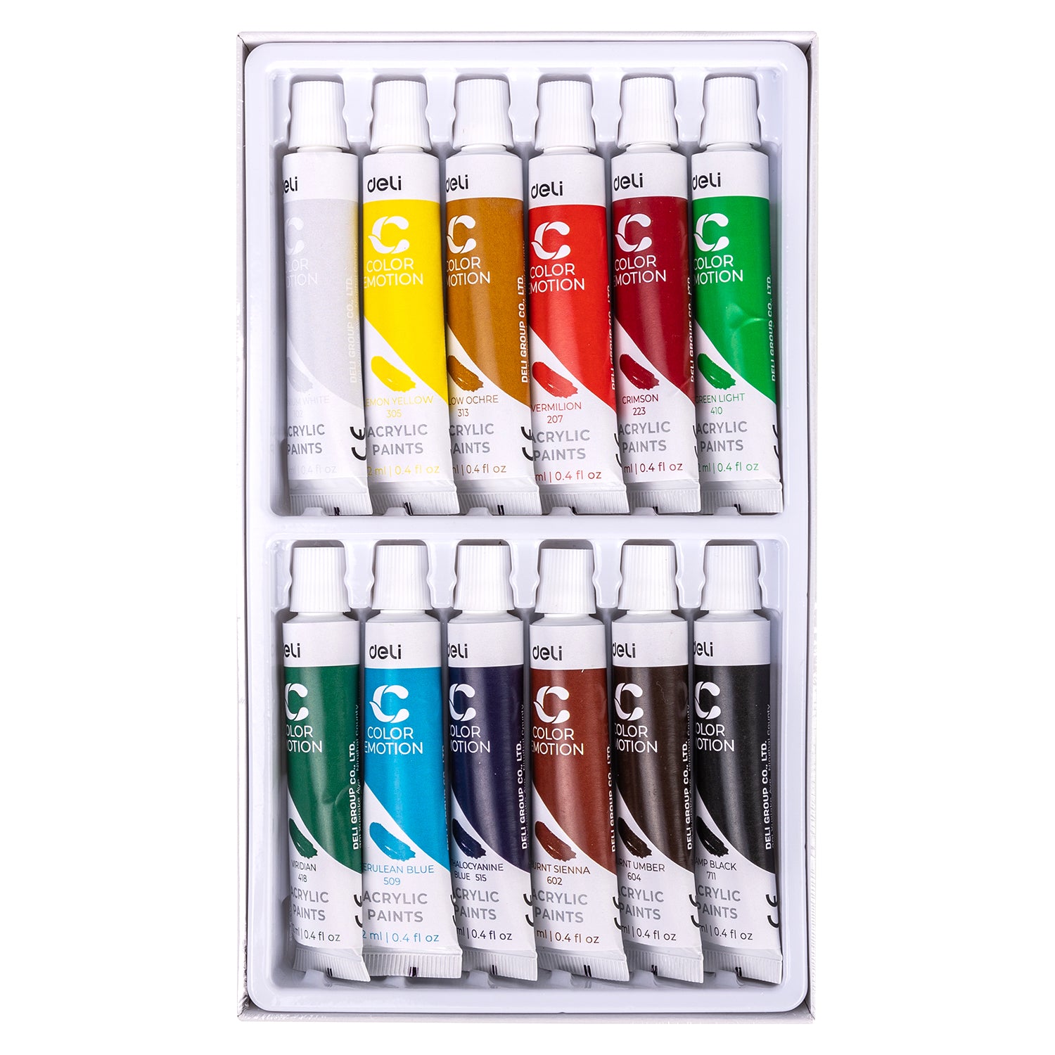 Deli Stationery - Acrylic Colors 12   (SKU: EC12-12)