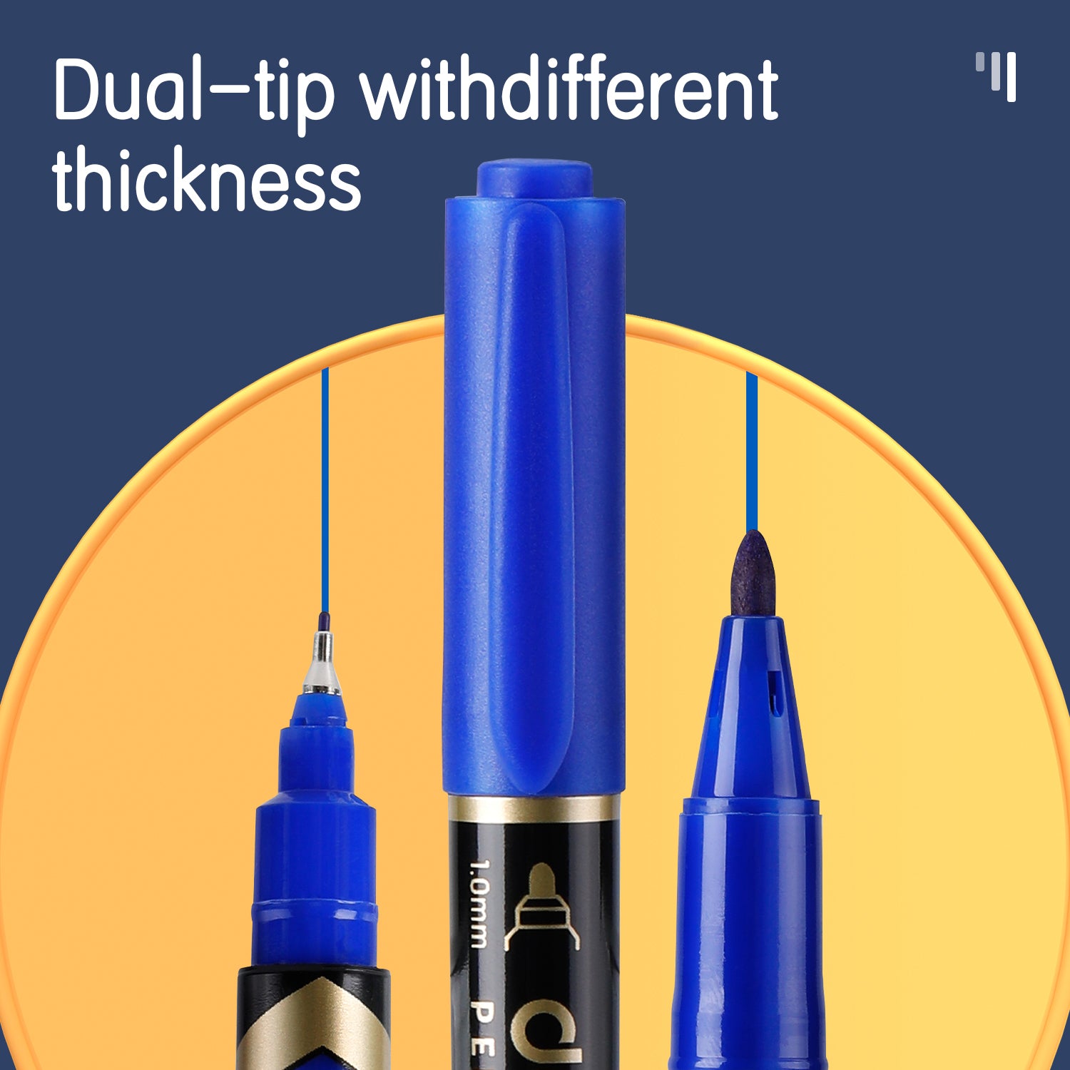 Deli Stationery - #Permanent Dual Tip Marker  #BLUE (SKU: EU10430)