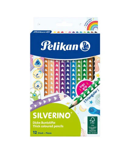 700627  Pelikan  Colored Pencils Silverino Triang, Thick, 12`s,FSC