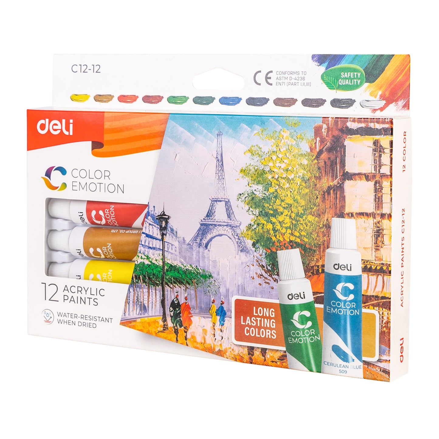 Deli Stationery - Acrylic Colors 12   (SKU: EC12-12)