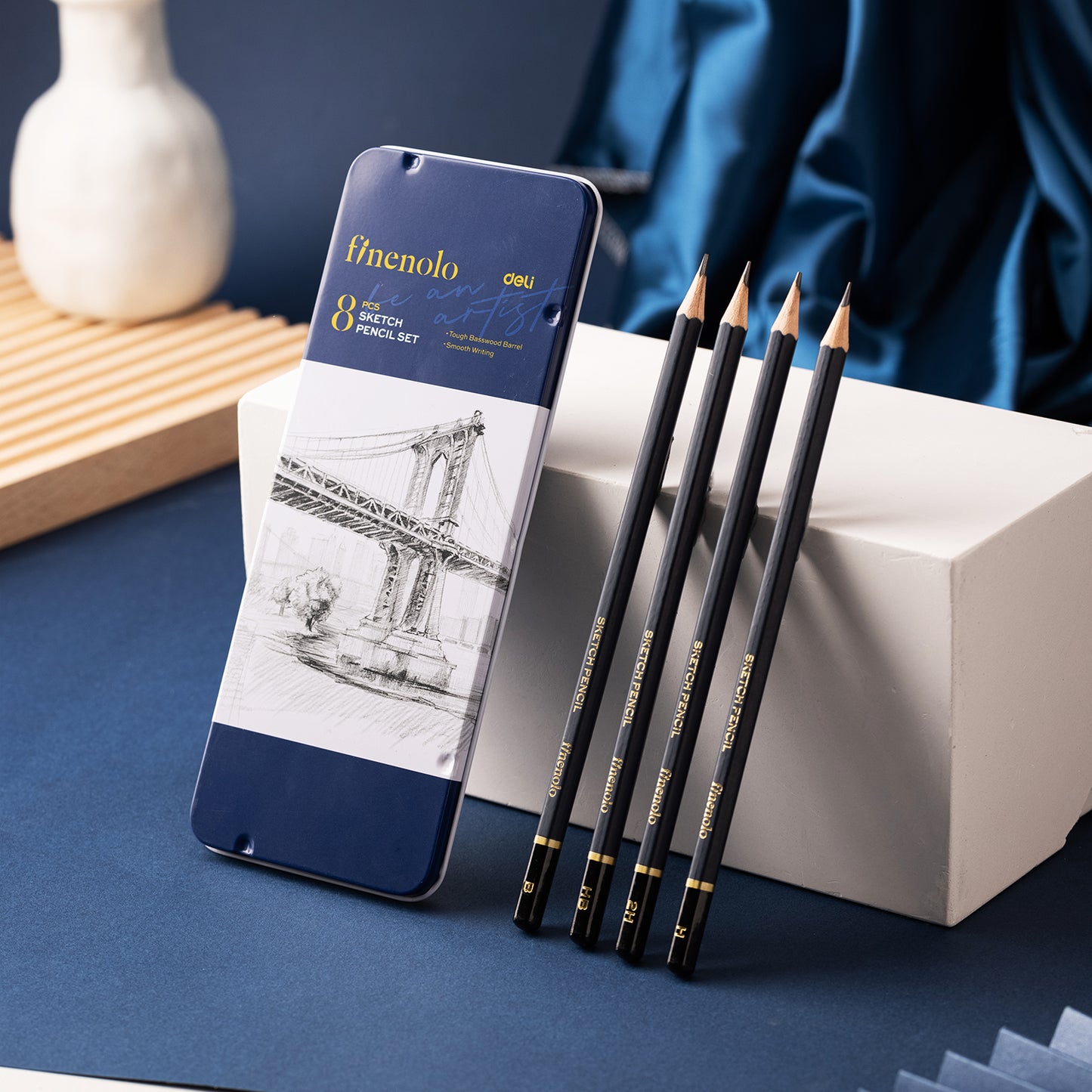 Deli Stationery-  Sketching Pencil #8 pcs (2H, H, HB, B, 2B, 4B, 6B, 8B) #BLACK (SKU: eC26)