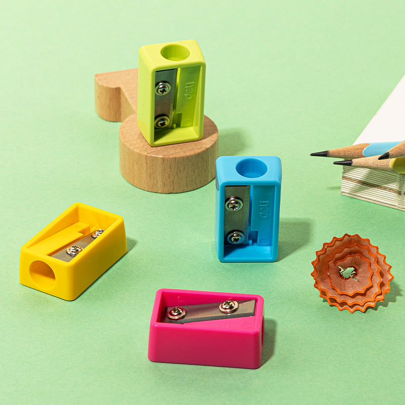 Deli Stationery-      Pencil Sharpener #φ6.9-11mm #Blue/Pink/Yellow/Green (SKU: eH563)