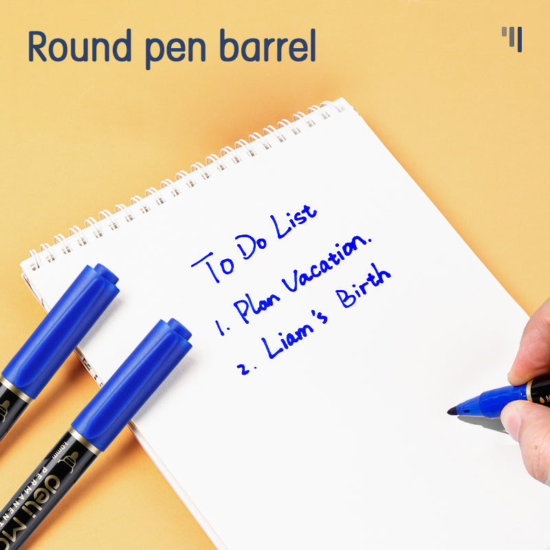 Deli Stationery - #Permanent Dual Tip Marker  #BLUE (SKU: EU10430)