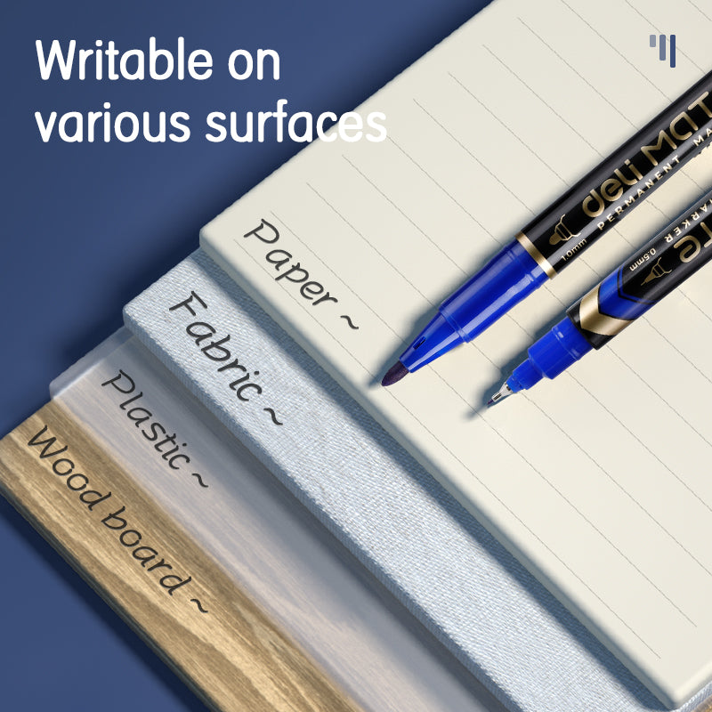 Deli Stationery - #Permanent Dual Tip Marker  #BLUE (SKU: EU10430)