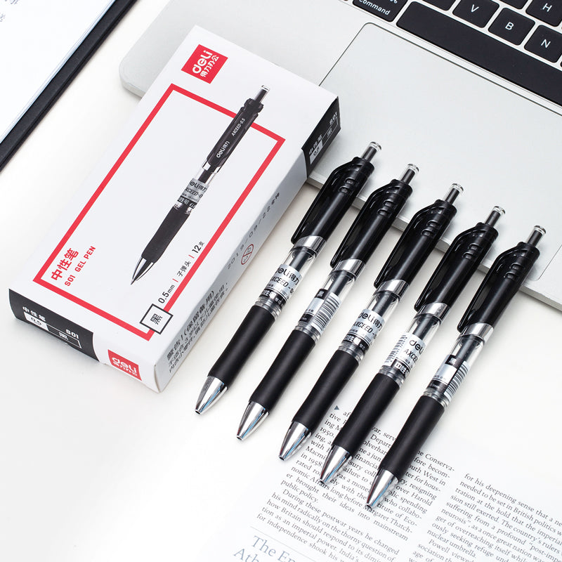 Deli Stationery-    Gel Ink Pen (Black)(Pcs) (SKU: S01)