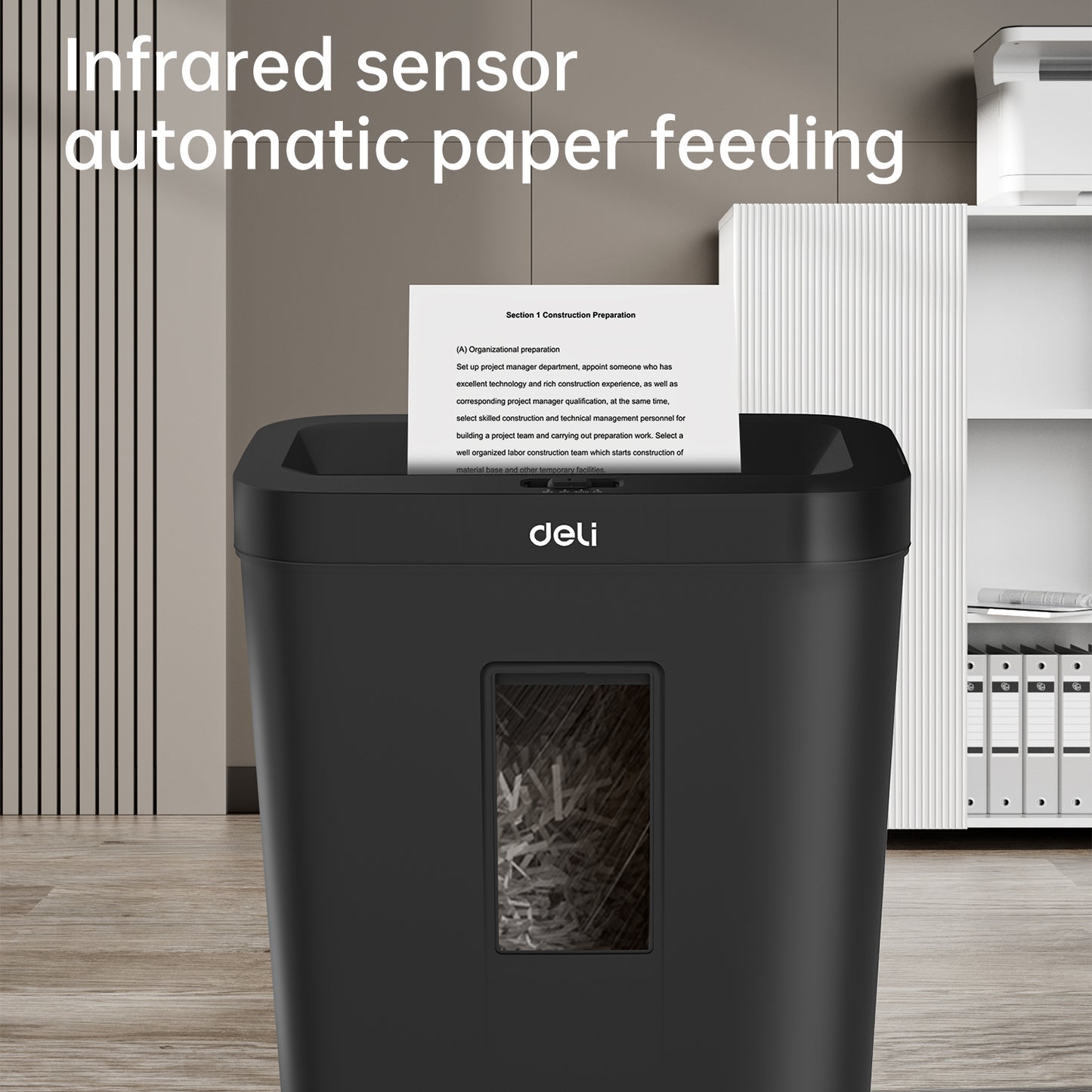 Deli Stationery-       Paper Shredder Shredding 8 sheets; Shredding Time: 5min (SKU: ET021)