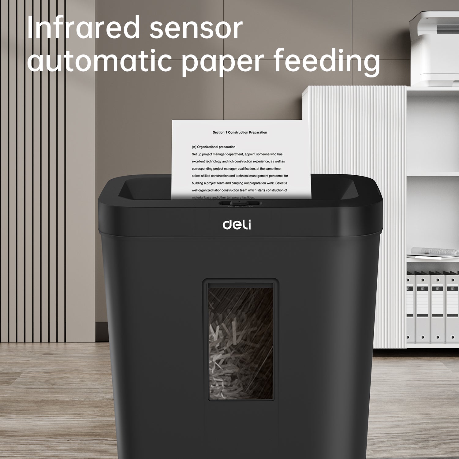 Deli Stationery-       Paper Shredder Shredding 8 sheets; Shredding Time: 5min (SKU: ET021)