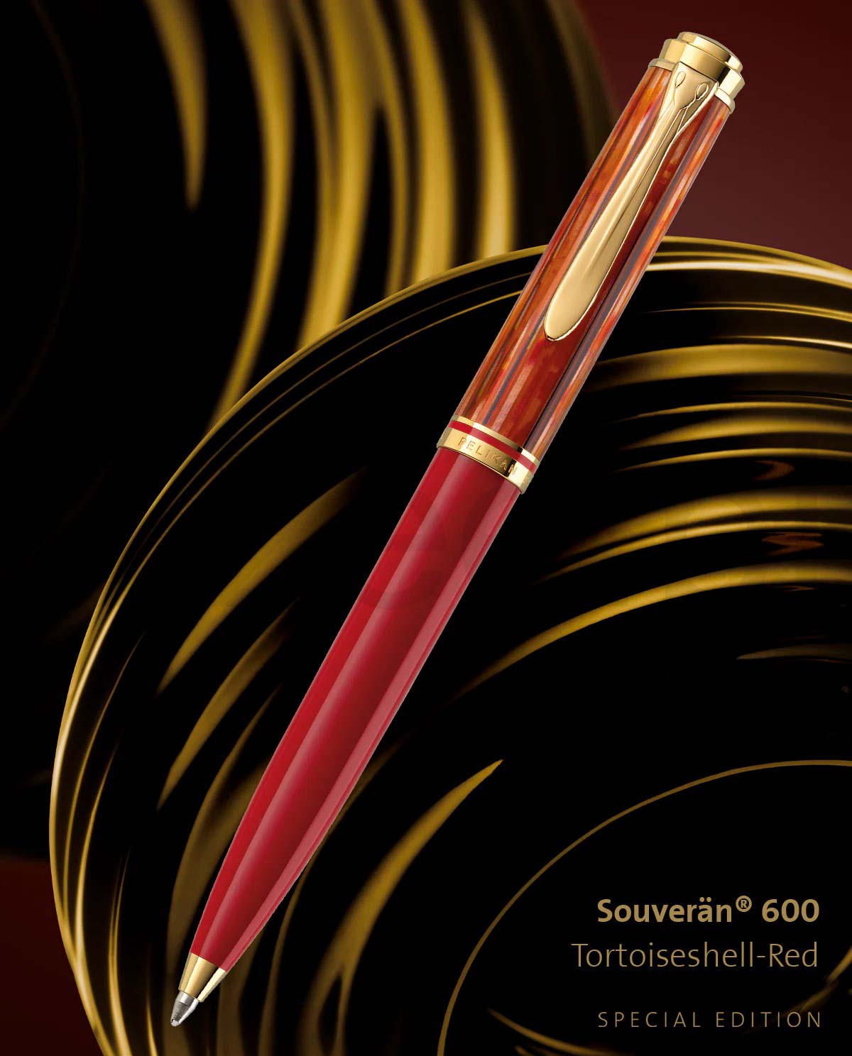 PELIKAN  SE SOUVERÄN K600 TORTOISESHELL-RED BALL PEN PELIKAN