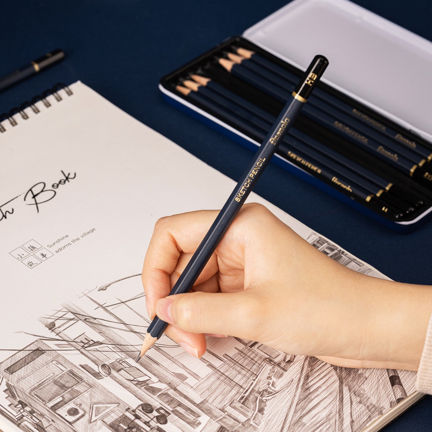 Deli Stationery-  Sketching Pencil #8 pcs (2H, H, HB, B, 2B, 4B, 6B, 8B) #BLACK (SKU: eC26)