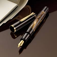 808866      Pelikan FW    	Classic M 200 FP, brown-marbled w/ gold, B