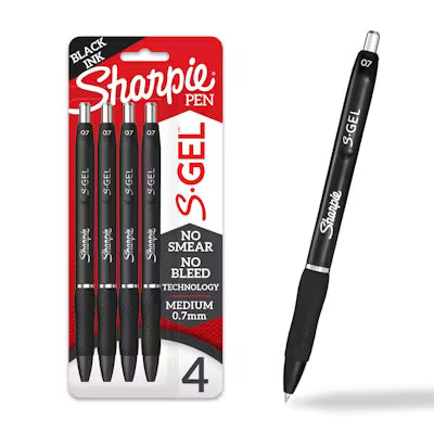 Sharpie-   	SHARPIE  GEL  0.7MM  4CT US (SKU: 2096134)